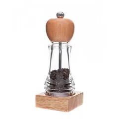Млин для солі та перцю на дерев'яній підставці