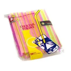 Трубочка для коктейлю кругла неон 3&times;140 мм 200 шт