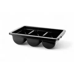 Лоток для столових приладів чорний 3 відділення