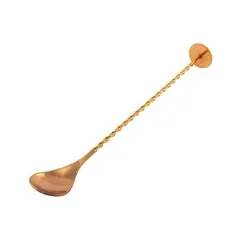 Ложка с крученой ручкой и плоским мадлером  280 мм с медным покрытием