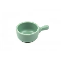 Соусник з меламіну круглий з ручкою пастельно зелений 40 мл 86×58×32 мм, Колір: Зелений