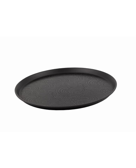 Поднос круглый черный с рисунком 40,5 см