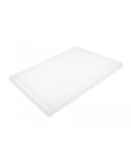 Доска разделочная HDPE с желобом, 400×300×18 мм, белая, Цвет: Белый
