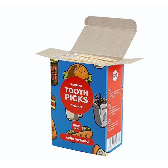 Зубочистки бамбукові в індивідуальній целофановій упаковці 1000 шт, зображення 3