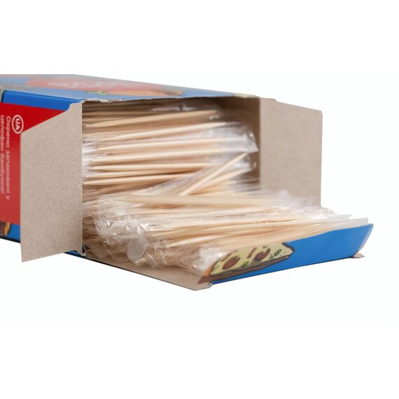Зубочистки бамбукові в індивідуальній целофановій упаковці 1000 шт, зображення 4