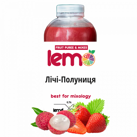 Основа для лимонаду та чаю (фруктове пюре) Lemo Лічі-Полуниця 750 мл