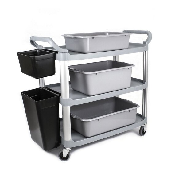 Сервисная тележка для кафе бара, ресторана профи серая, изображение 8