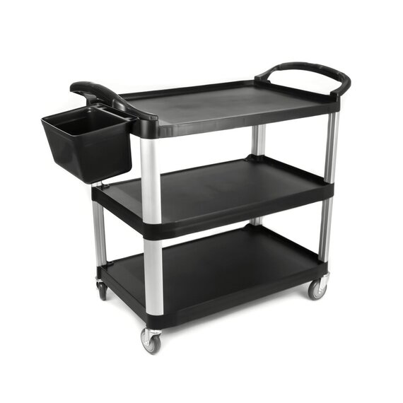 Сервисная тележка для кафе, бара, ресторана профи (черные полки,материал АВС),(98×53×93 см), изображение 3