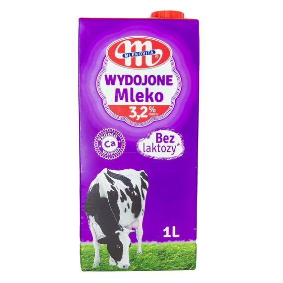 Безлактозне молоко Mlekovita 3.2% 1 л, зображення 2 Безлактозне молоко Mlekovita 3.2% 1 л, зображення 2