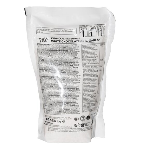 Декор із Білого шоколаду callebaut Mona Lisa Crispearls White 800 г, зображення 2