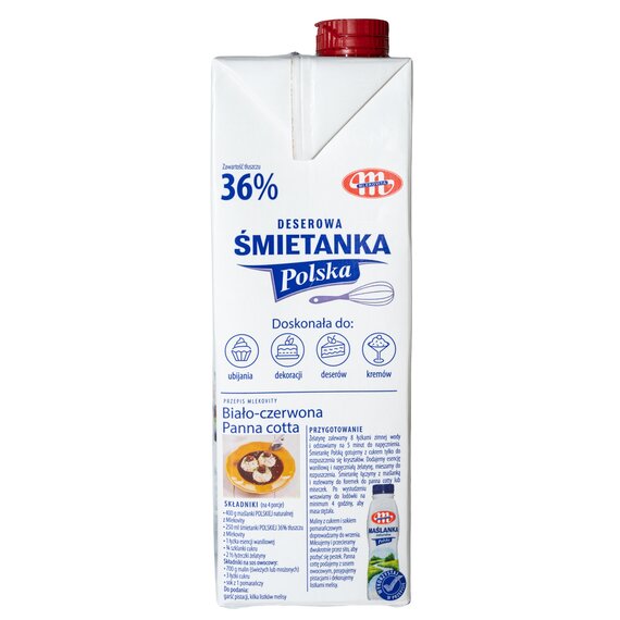 Сливки Smietanka Mlekovita 36% 1 л, изображение 3