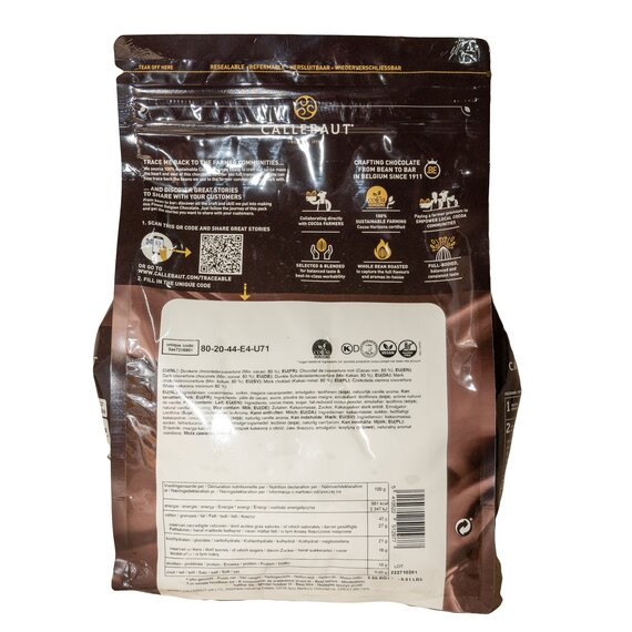 Экстра черный шоколад Callebaut Power 80% 2.5 кг, изображение 4