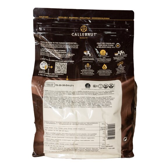 Чорний шоколад Callebaut №70-30-38 2.5 кг, зображення 4