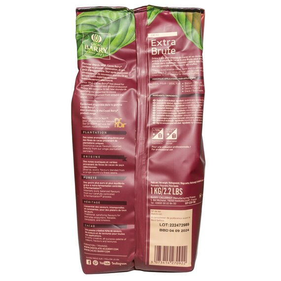 Какао порошок Cacao Barry EXTRA BRUTE 1 кг, Упаковка: Оригінальна, зображення 2 Какао порошок Cacao Barry EXTRA BRUTE 1 кг, Упаковка: Оригінальна, зображення 2