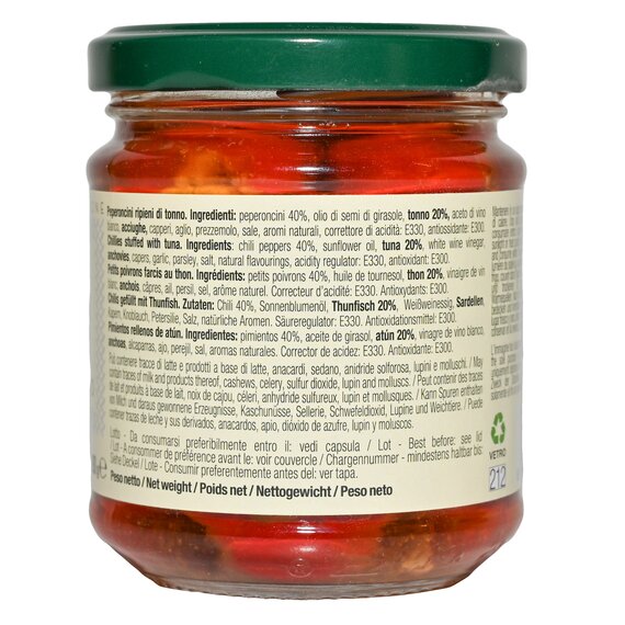 Перчик фаршированный тунцом "Peperoncini Ripieni di Tonno" A Pero 180 г, изображение 2
