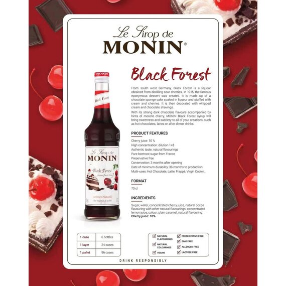 Сироп Monin Чорний ліс (шоколадно-вишневий пиріг) 1 л, зображення 2