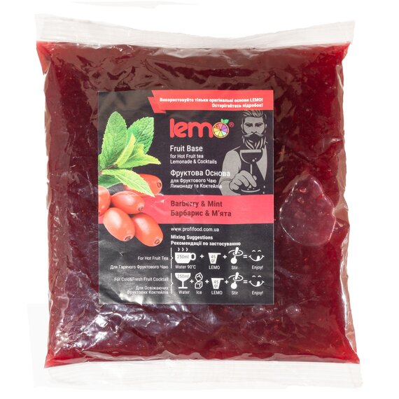 Основа для лимонаду та чаю (фруктове пюре) Lemo Барбарис-М'ята 1 кг, зображення 2