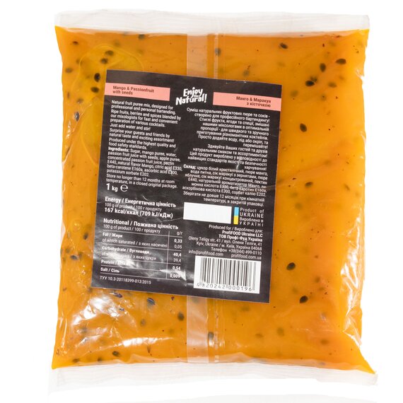 Основа для лимонада и чая (фруктовое пюре) Lemo Манго-Маракуйя с косточкой 1 кг, изображение 3