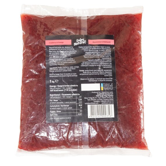 Основа для лимонаду та чаю (фруктове пюре) Lemo Журавлина-Апельсин 1 кг, зображення 3