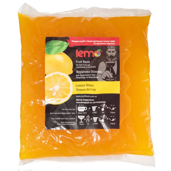 Основа для лимонаду та чаю (фруктове пюре) Lemo Лимон Біттер 1 кг, зображення 2