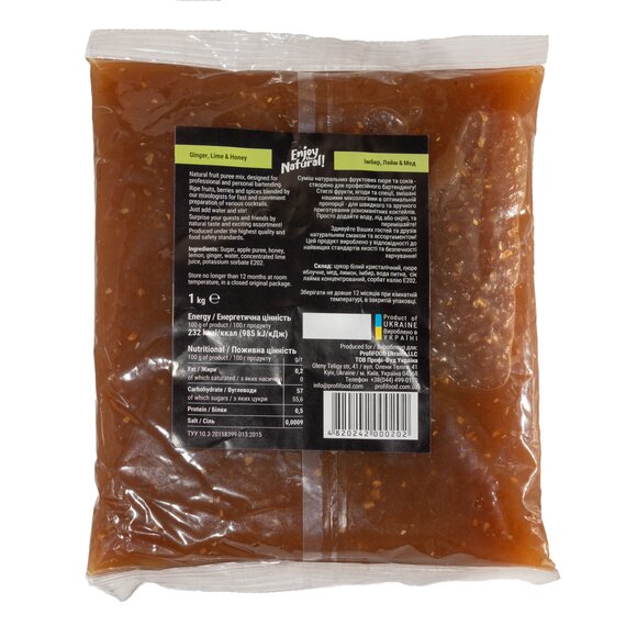 Основа для лимонаду та чаю (фруктове пюре) Lemo Імбир, Лайм, Мед 1 кг, зображення 3