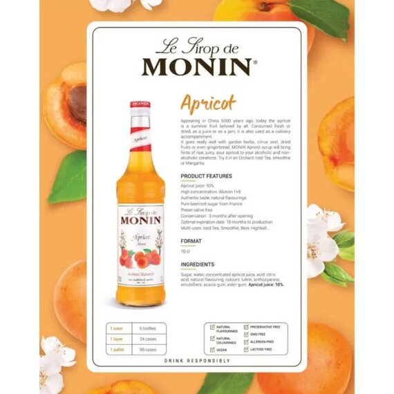 Сироп Monin Абрикос 700 мл, изображение 5 Сироп Monin Абрикос 700 мл, изображение 5
