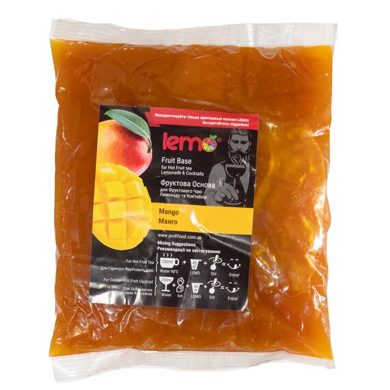 Основа для лимонаду та чаю (фруктове пюре) Lemo Манго 1 кг, зображення 2 Основа для лимонаду та чаю (фруктове пюре) Lemo Манго 1 кг, зображення 2