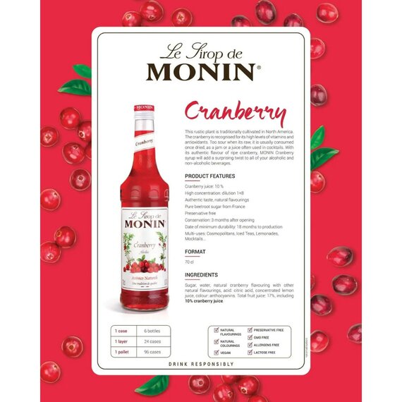 Сироп Monin Журавлина 700 мл, зображення 3