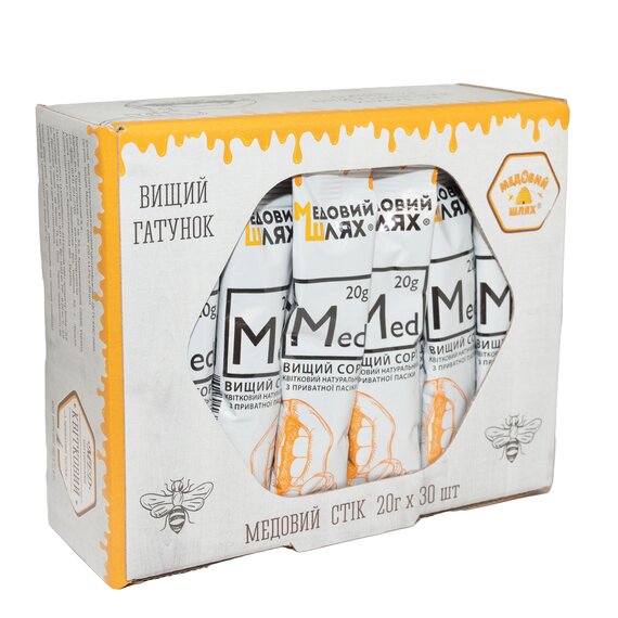Мед порционный в стиках Медовий шлях 20 г x 30 шт, изображение 2