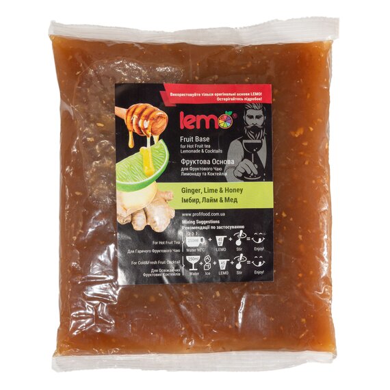Основа для лимонаду та чаю (фруктове пюре) Lemo Імбир, Лайм, Мед 1 кг, зображення 2