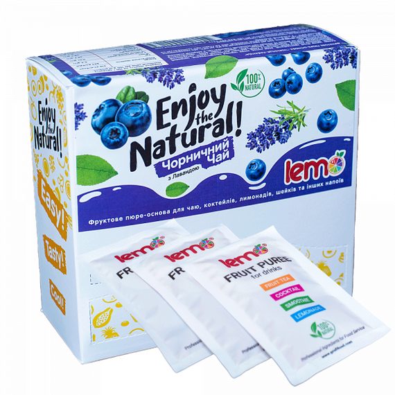 Основа для лимонаду та чаю (фруктове пюре) Lemo Чорниця з Лавандою порційне 15x45 г, зображення 2