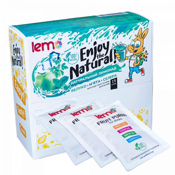 Основа для лимонада и чая (фруктовое пюре) Lemo Яблоко с Сельдерей порционное 15x45 г, изображение 2