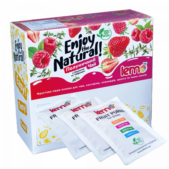 Основа для лимонаду та чаю (фруктове пюре) Lemo Полуниця-Малина-Чебрець порційне 15x45 г, зображення 2