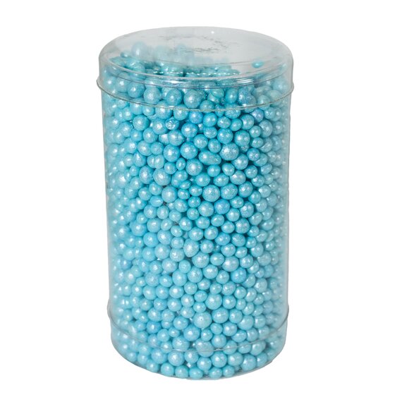 Рисові кульки 5 мм глазуровані блакитні перламутрові 200 г, зображення 2