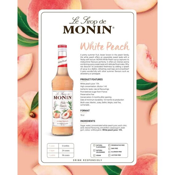 Сироп Monin Білий Персик 700 мл, зображення 3