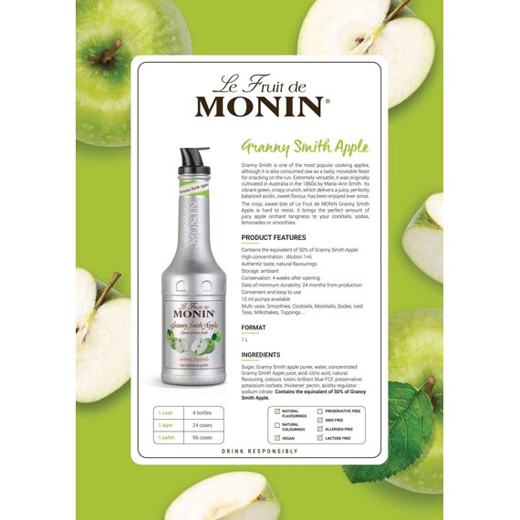 Пюре Monin Зелене яблуко 1 л, зображення 5 Пюре Monin Зелене яблуко 1 л, зображення 5