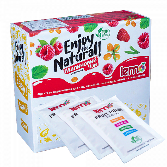 Основа для лимонада и чая (фруктовое пюре) Lemo Малина-Облепиха порционное 15x45 г, изображение 2