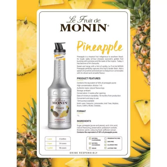 Пюре Monin Ананас 1 л, изображение 3