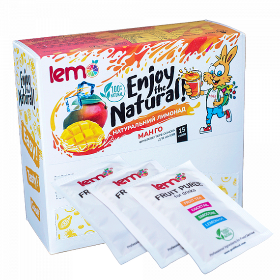 Основа для лимонада и чая (фруктовое пюре) Lemo Манго порционное 15x45 г, изображение 2