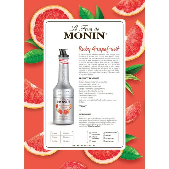 Пюре Monin Грейпфрут 1 л, зображення 5