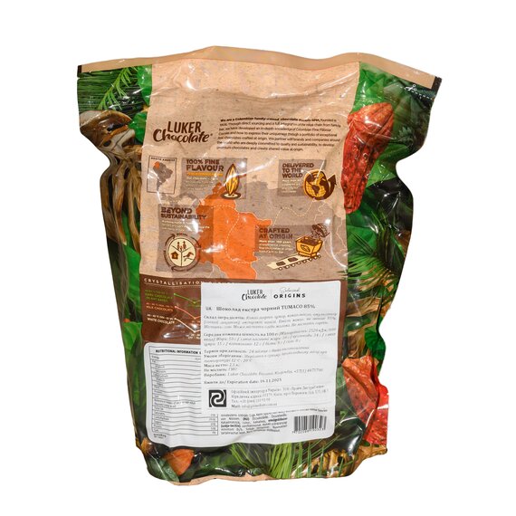 Екстра чорний шоколад Luker Chocolate TUMACO 85% 2.5 кг, зображення 2