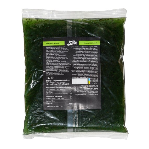 Основа для лимонаду та чаю (фруктове пюре) Lemo Ананас-Ківі-Базилік 1 кг, зображення 3