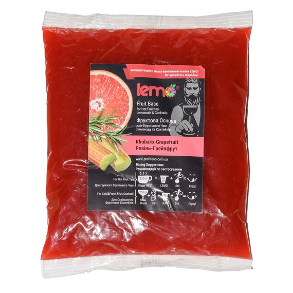 Основа для лимонада и чая (фруктовое пюре) Lemo Ревень-Грейпфрут-Розмарин 1 кг, изображение 2
