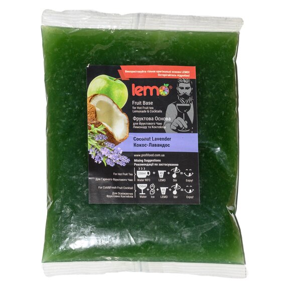 Основа для лимонаду та чаю (фруктове пюре) Lemo Кокос-Яблуко-Лаванда 1 кг, зображення 2