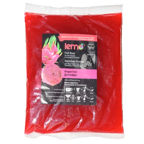 Основа для лимонаду та чаю (фруктове пюре) Lemo Пітахайя (Дрегонфрут) 1 кг, зображення 2