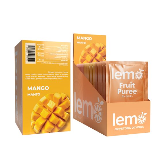 Основа для лимонаду та чаю (фруктове пюре) Lemo Манго порційне 15x45 г