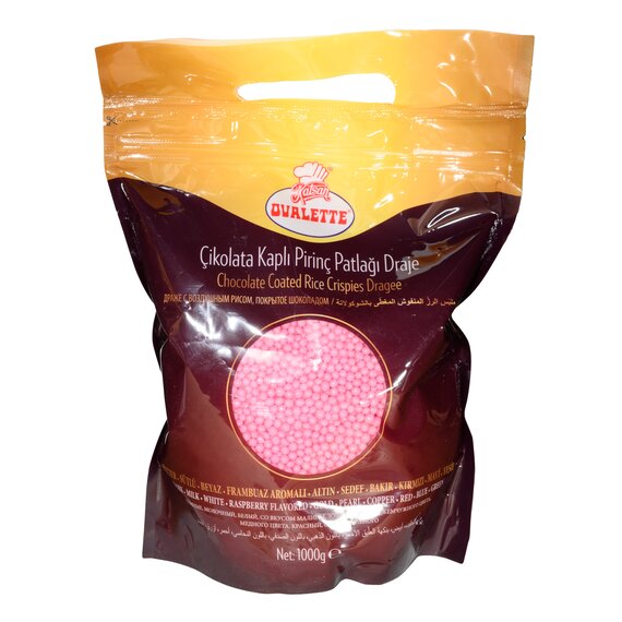 Малинові рисові кульки в натуральному шоколаді Ovalette 3 мм, 1 кг