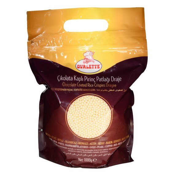 Білі рисові кульки в натуральному шоколаді Ovalette 3 мм, 1 кг