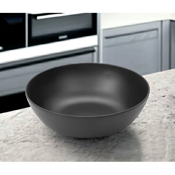 Блюдо круглое глубокое из меламина 3000 мл, 298×92 мм, черное, изображение 2