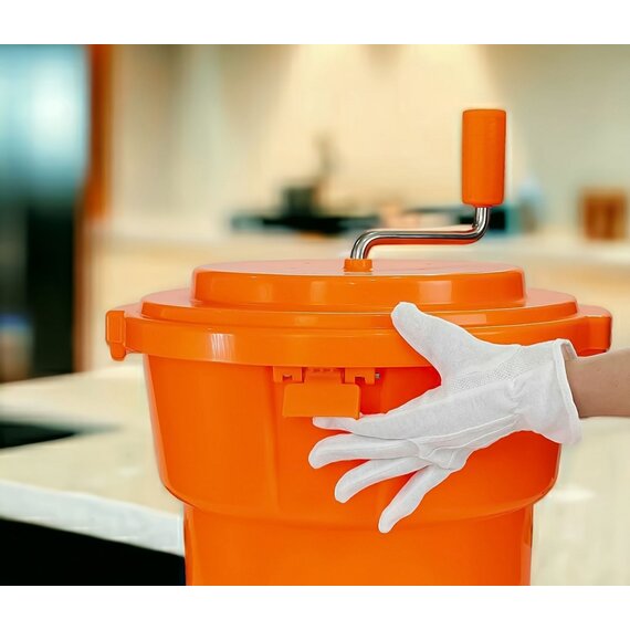 Сушарка для зелені та салату ручна з гальмом помаранчева 25 л, зображення 7 Сушарка для зелені та салату ручна з гальмом помаранчева 25 л, зображення 7